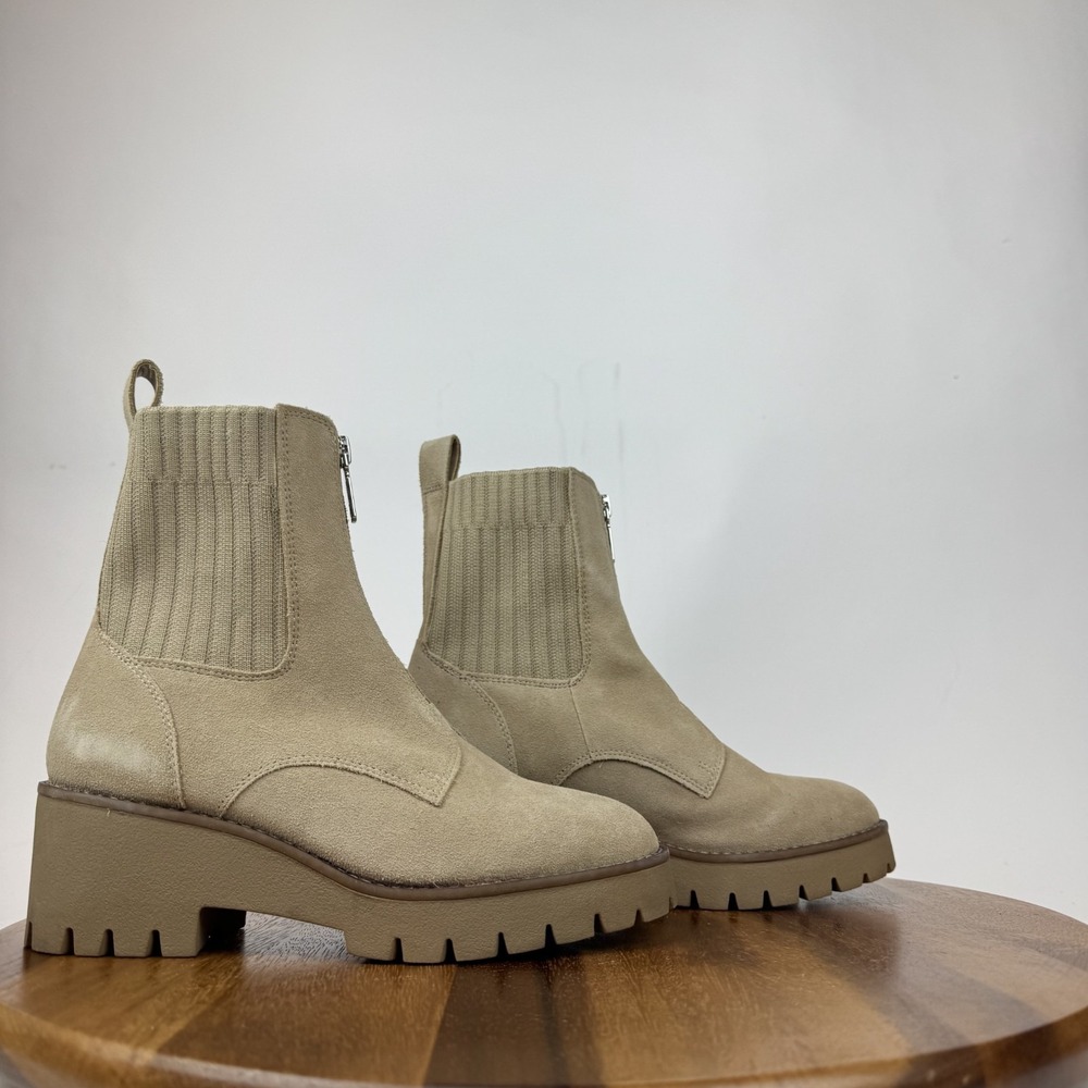 Womens Blondo Dixie Beige Leather Waterproof Platform Lug Sole Boots Size 6.5‎ M